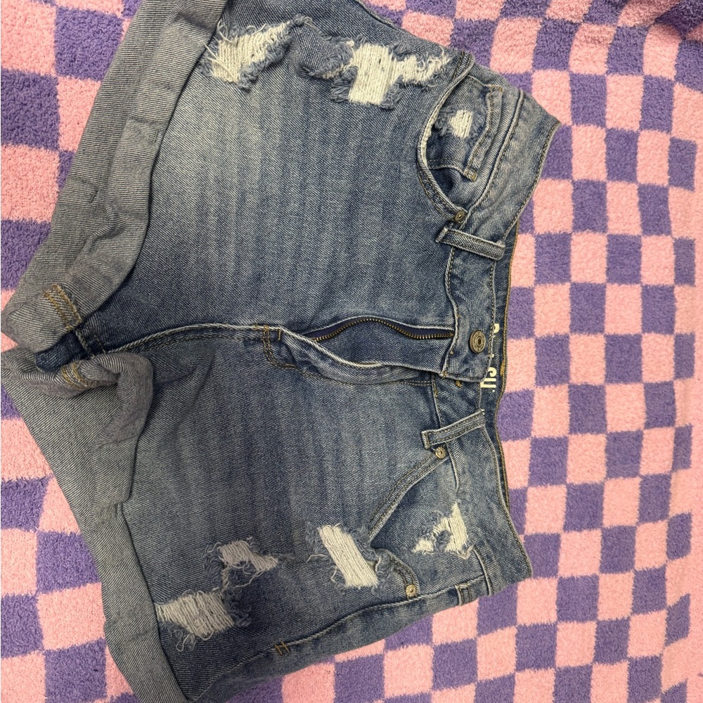 Rewash Classic Blue Ripped Jean Shorts